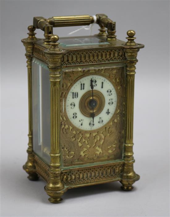 A brass carriage timepiece